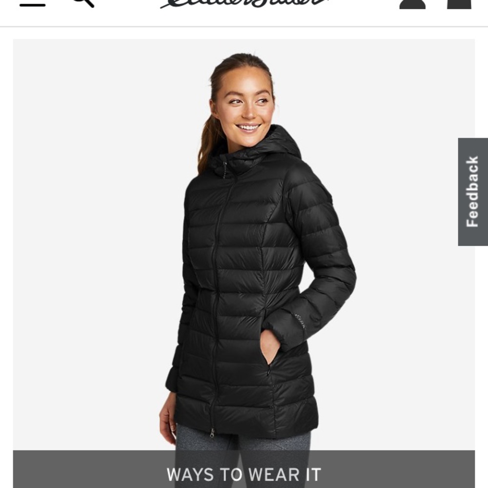 Eddie Bauer Womens Large Black CirrusLite Down Parka Jacket